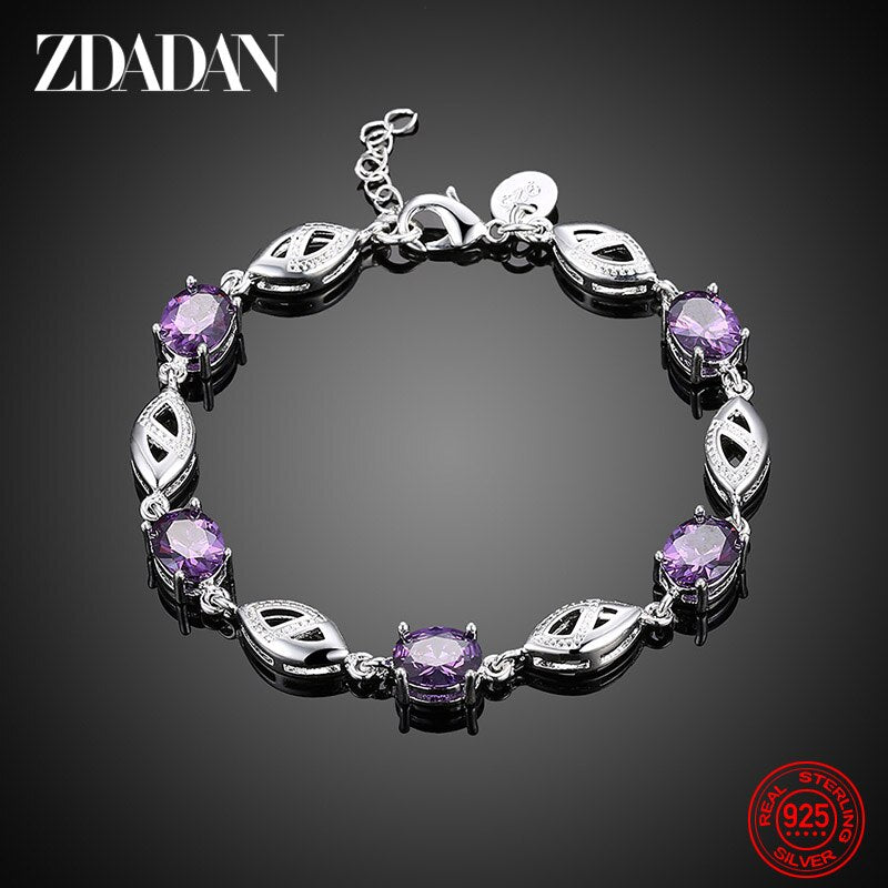 Sterling Silver Amethyst Geometric Bracelet for Women