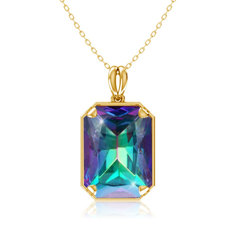 14K Gold Real Pendant For Women 925 Sterling Silver Pendants and Necklaces Birthstone Aquamarine Fine Jewelry Wedding Gifts