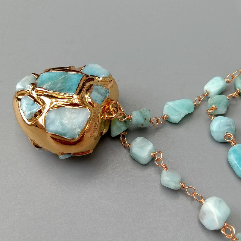 Sterling Silver Blue Larimar Heart Pendant Necklace for Women