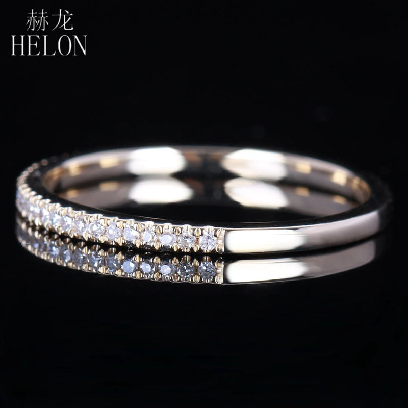 14K Yellow Gold 0.15ctw Diamond Pave Engagement Wedding Ring for Women