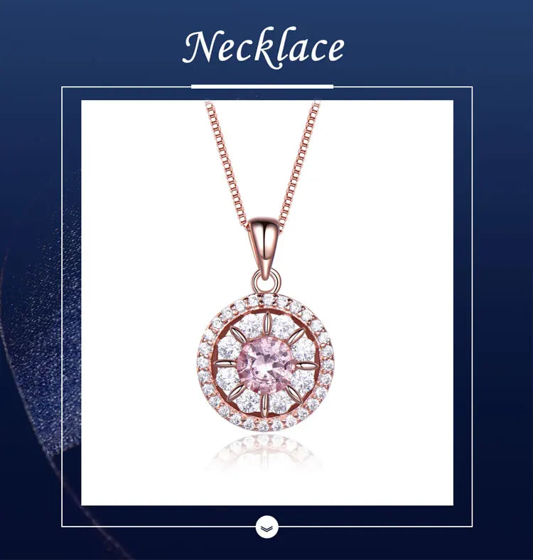 925 Sterling Silver Morganite Pendant Necklace for Women