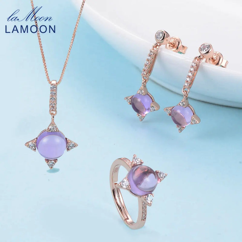 Sterling Silver Amethyst Jewelry Set For Women