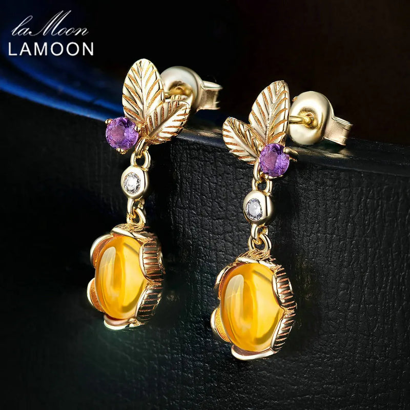 Sterling Silver Citrine Flower Jewelry Set for Women