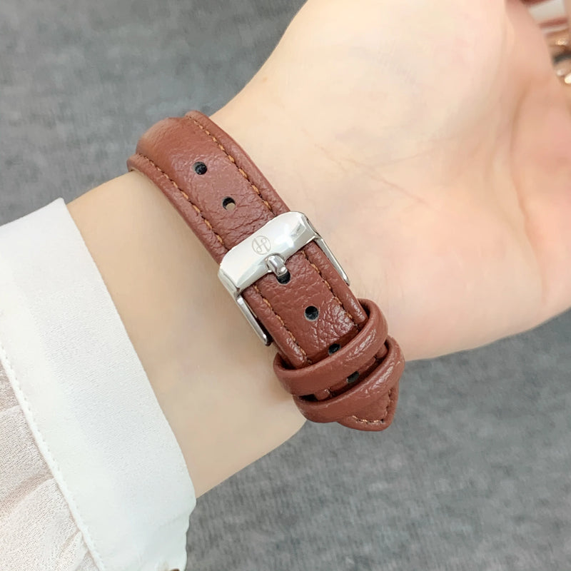 Elegant Simple Rectangle Brown Leather Women's Fashion Casual Retro Wristwatch