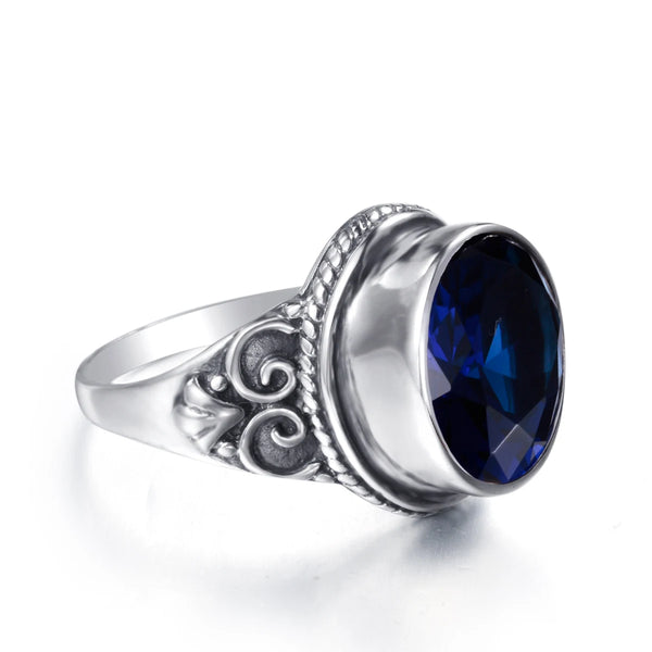 Sterling Silver 3.5ct Sapphire Vintage Rings for Women