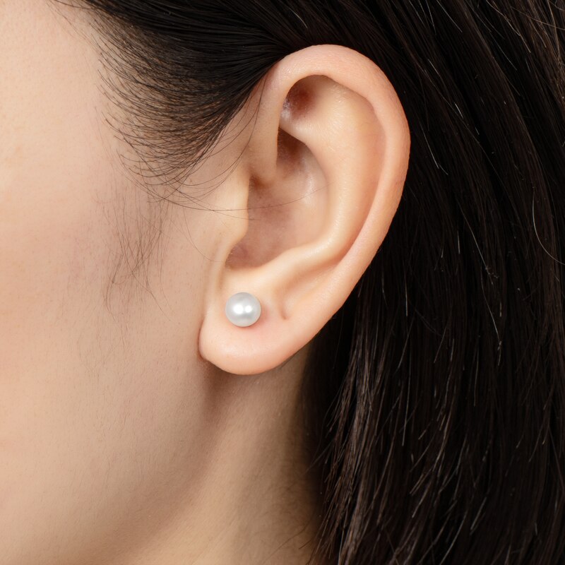 LUOWEND 925 Sterling Silver Earrings Half Round Natural Freshwater Pearl Earrings Handmade Jewelry for Women Birthday Gift