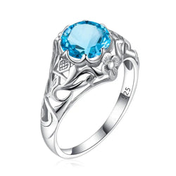 Sterling Silver Blue Topaz Ring for Women