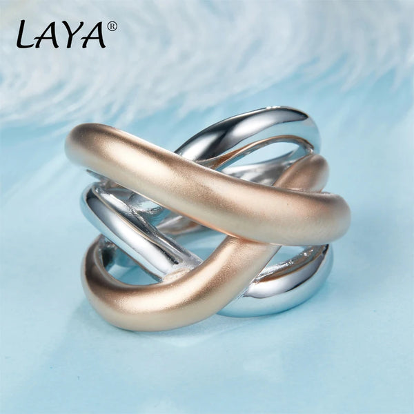 925 Sterling Silver Frosted Twist Rope Chunky Ring for Women Men