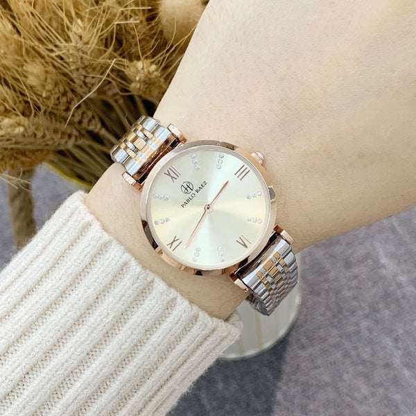 Luxury Waterproof Rose Gold Steel Strap Women's Watch