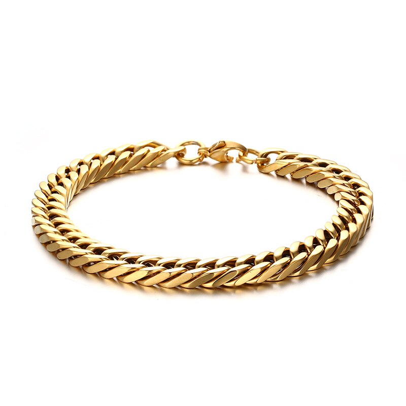 Stainless Steel Wheat Link Chain Bracelet, 6.5MM-12.5MM, Two-Strand, for Men