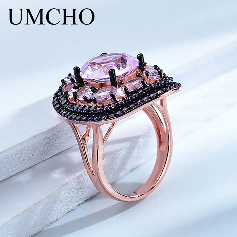 925 Sterling Silver Created Pink Morganite Stackable Ring for Women