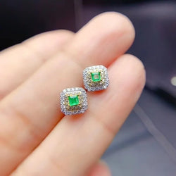 925 Silver Natural Emerald Bow Earrings for Women