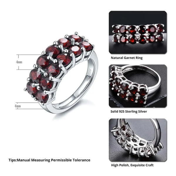 925 Sterling Silver Black Garnet Ring for Women