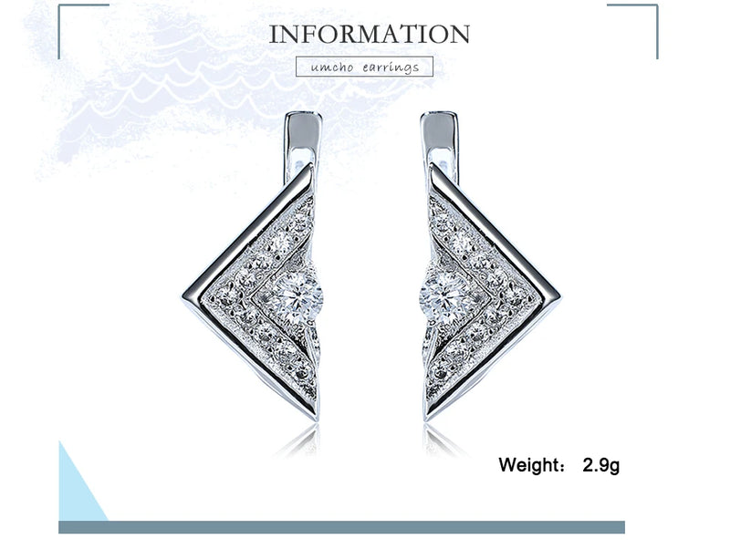 925 Sterling Silver Triangle Clip Earrings for Women