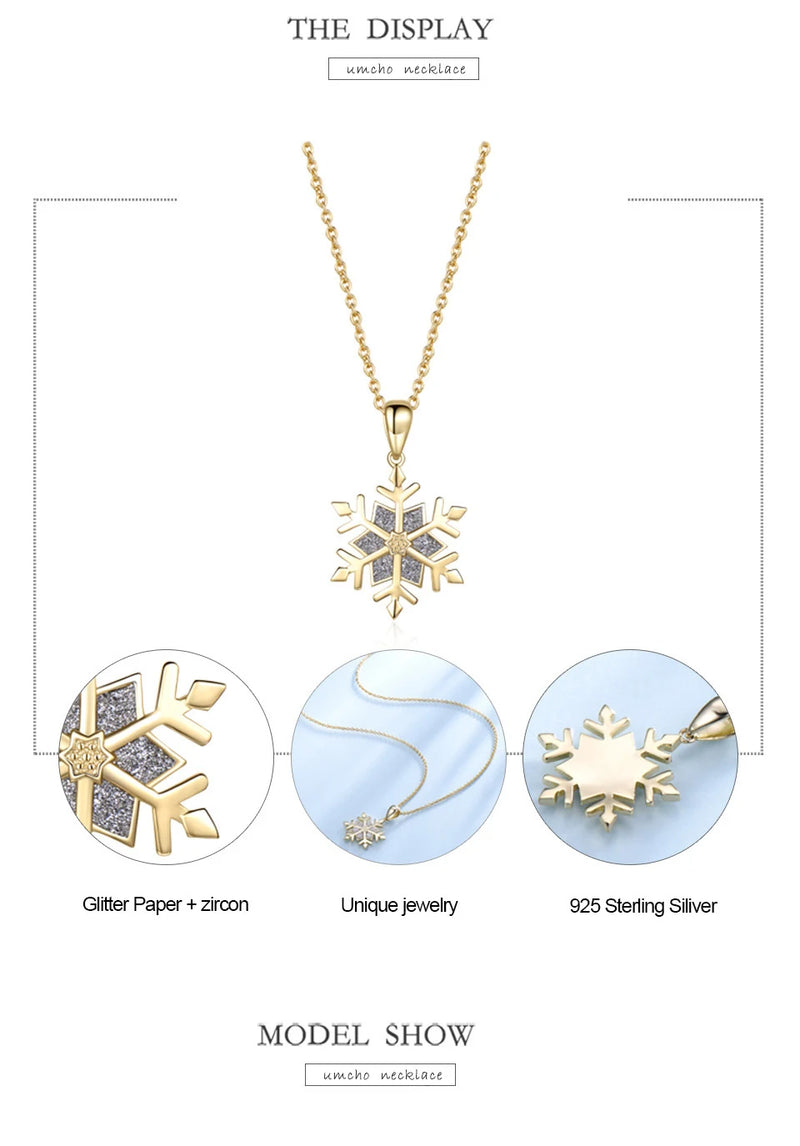 925 Sterling Silver Snowflake Pendant Necklace for Women