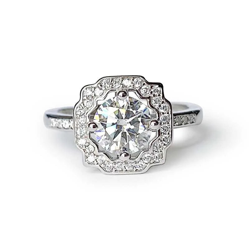 S925 Silver 1.00 Carat Moissanite Retro Ring for Women