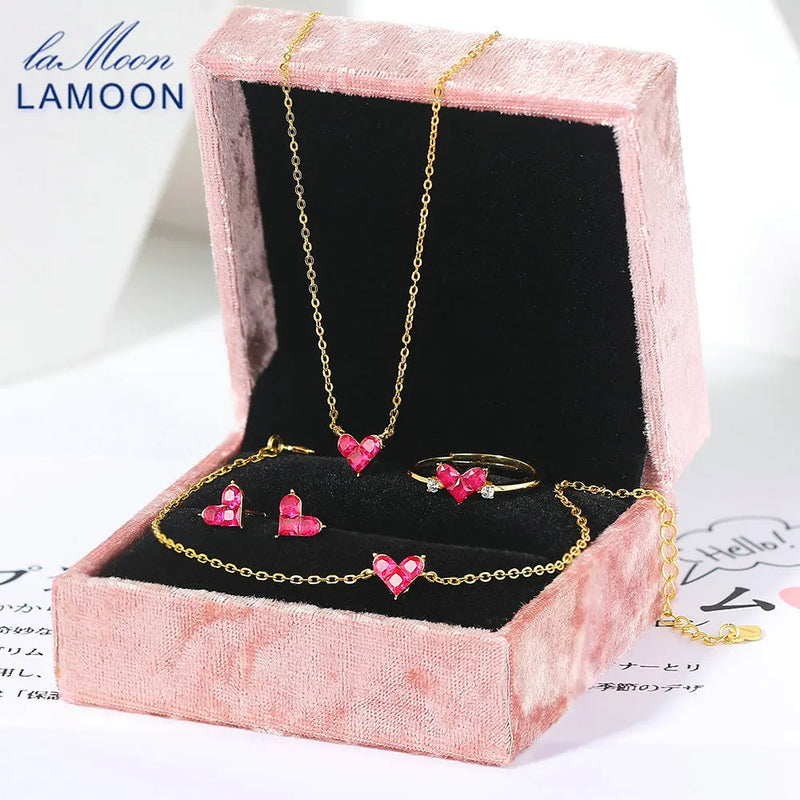 925 Sterling Silver Synthetic Corundum Jewelry Set for Women