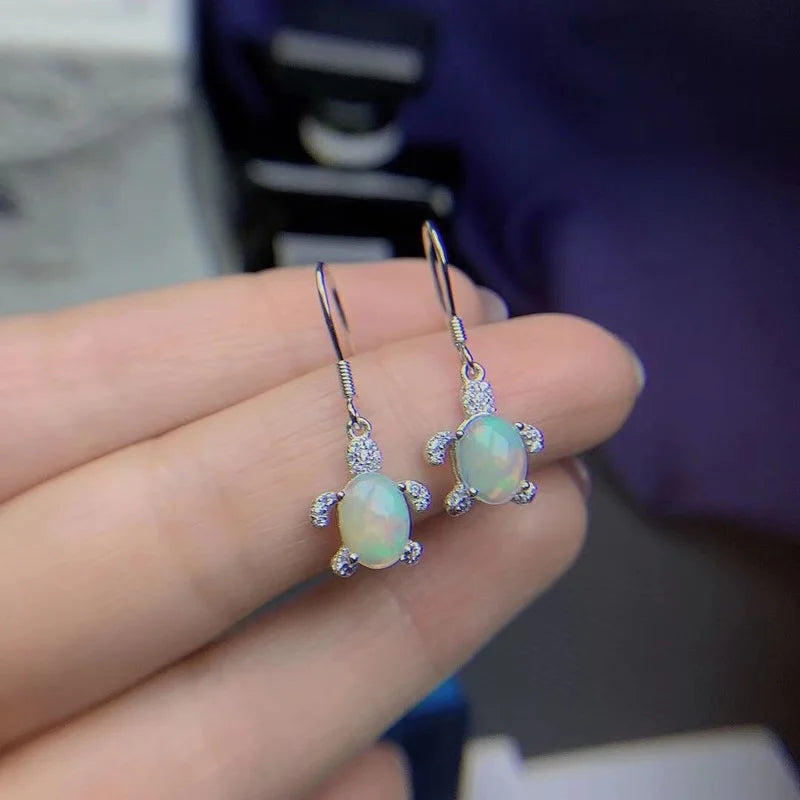 925 Sterling Silver Natural Opal Gemstone Drop Earrings for Women