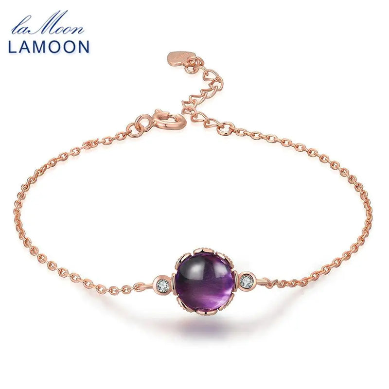 925 Sterling Silver Rose Gold Vermeil Purple Amethyst Bracelet for Women