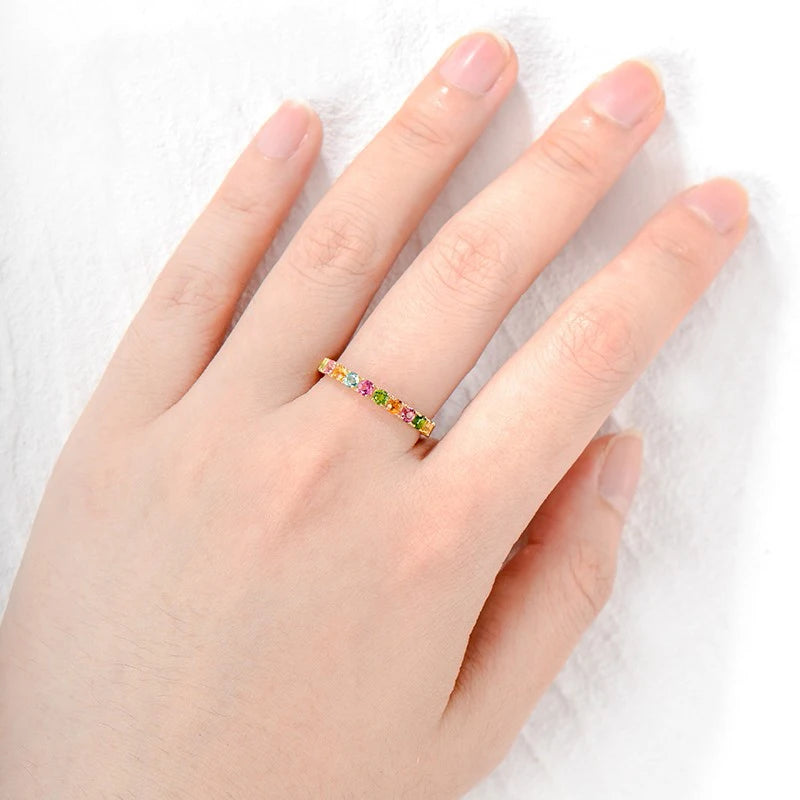 14k Yellow Gold Flawless Round Tourmaline Ring for Women