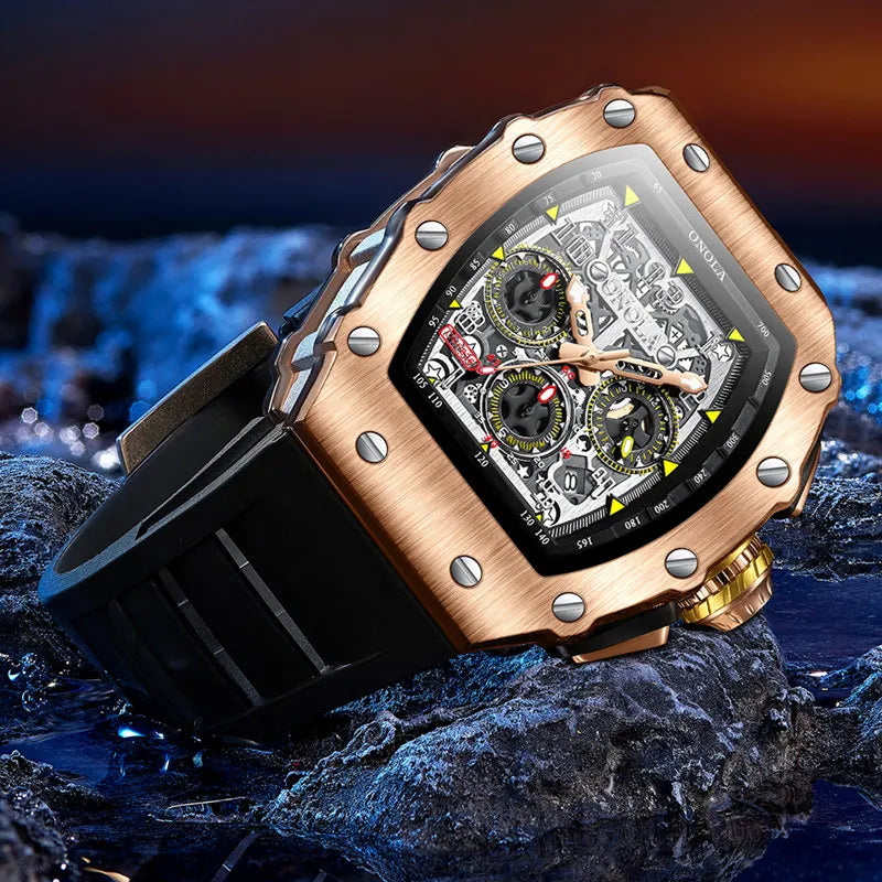 Stainless Steel Multifunction Luminous Sports Watch for Men