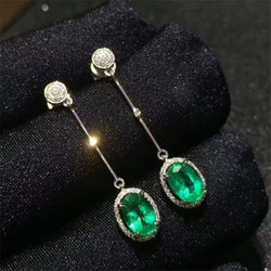 925 Silver Emerald Gemstone Earrings for Women