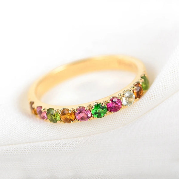 14k Yellow Gold Flawless Round Tourmaline Ring for Women