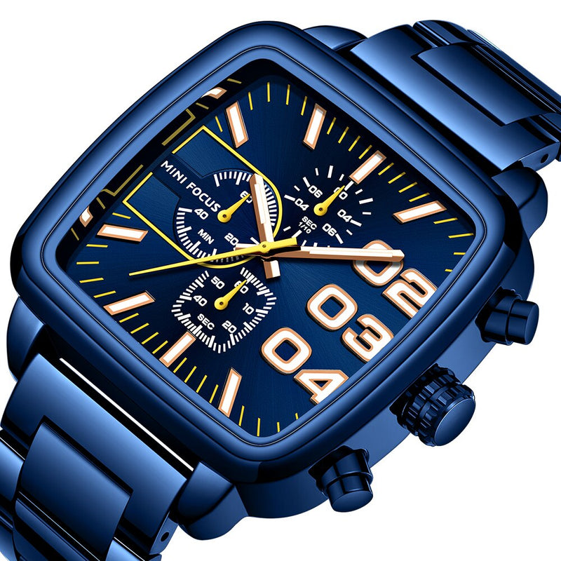 Stainless Steel Men's Chronograph Watch with Luminous Hands