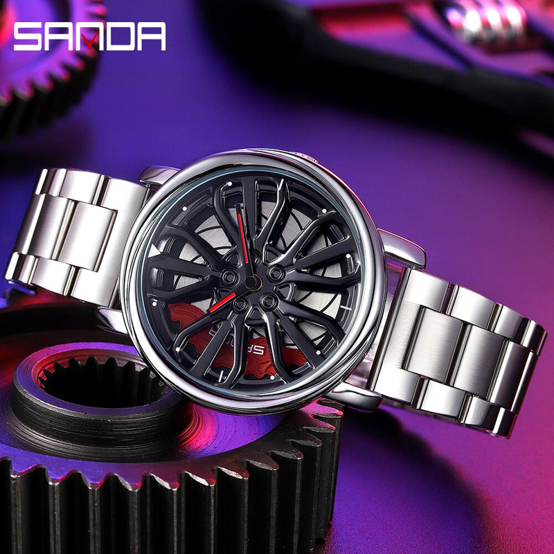 Stainless Steel Quartz Sports Watch with Cool Design for Men