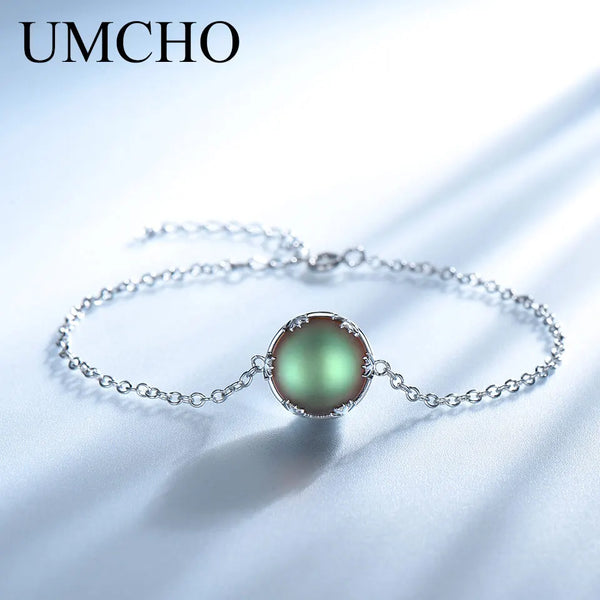 Solid 925 Sterling Silver Aurora Colorful Gemstone Bracelet for Women