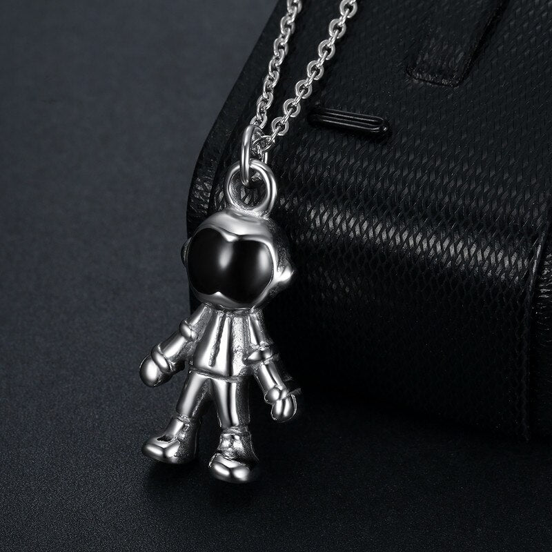 Titanium Stainless Steel Astronaut Couple Pendant Necklaces for Men & Women