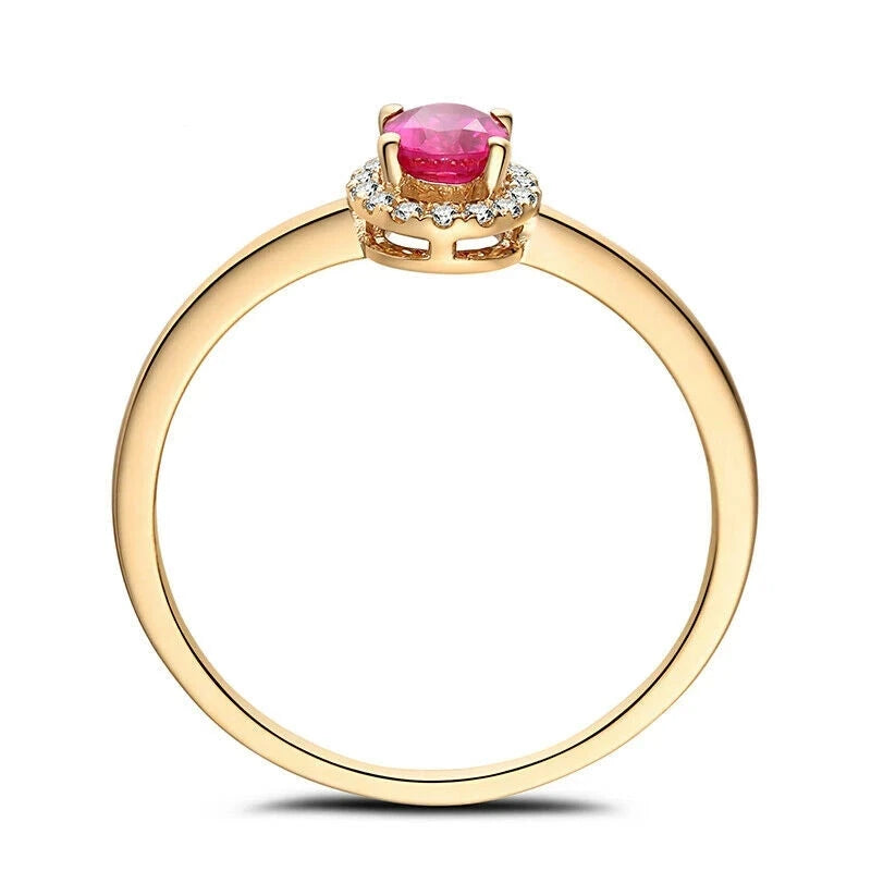 14K Yellow Gold 0.4ctw Ruby & Diamond Wedding Ring for Women