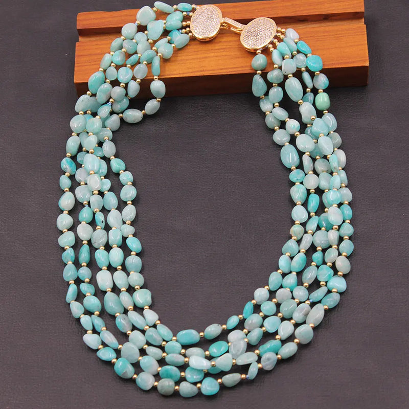 Sterling Silver Amazonite Freeform Necklace for Women