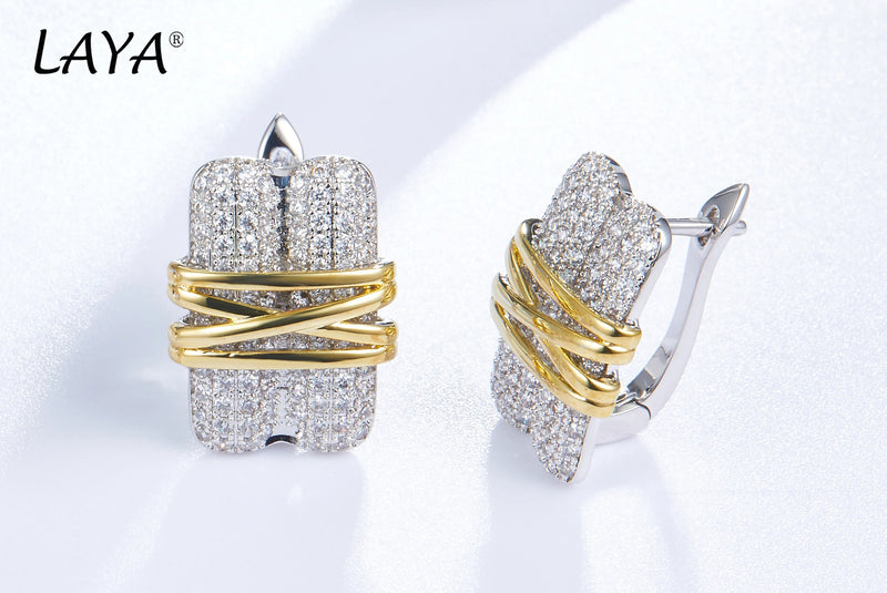 Sterling Silver Multi-Line Zircon Earrings and Ring Set for Women