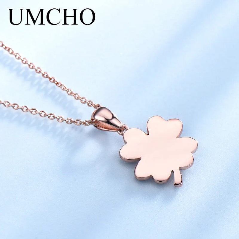 Sterling Silver Red Glitter Four Leaf Clover Necklace for Girls