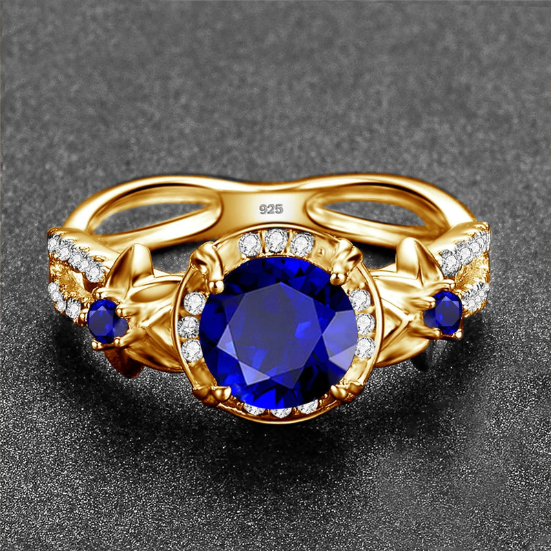 925 Sterling Silver, Natural Sapphire Ring for Women.