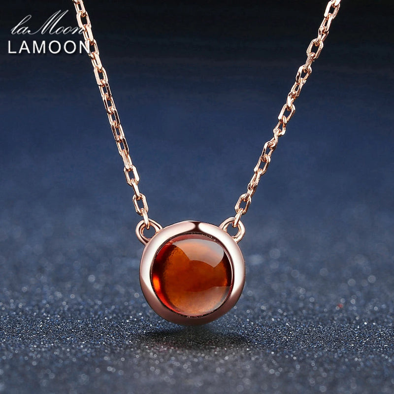 Sterling Silver 6mm 1.2ct Garnet Necklace Set for Women