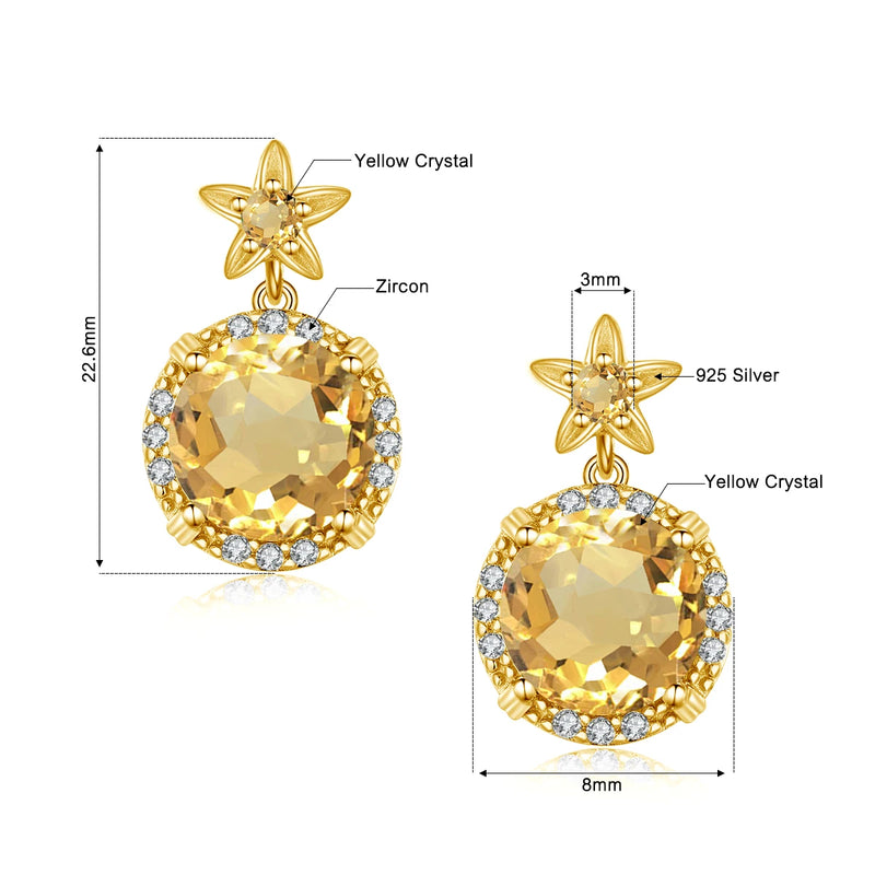 14K Gold Natural Citrine Stud Earrings, 0.50ctw for Women