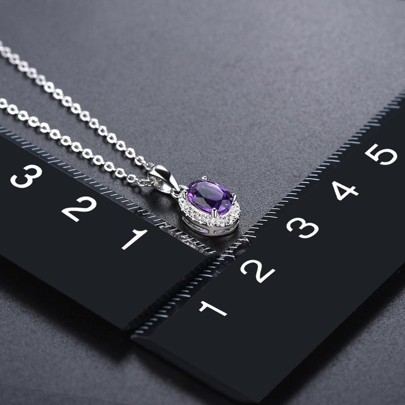 925 Sterling Silver Purple Amethyst Pendant Necklace for Women