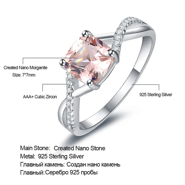 Sterling Silver Morganite Gemstone Ring for Women