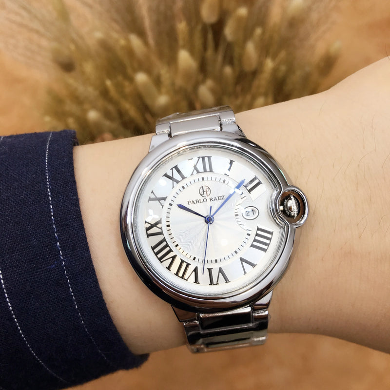 Luxury Silver Steel Fashion Wristwatch for Women