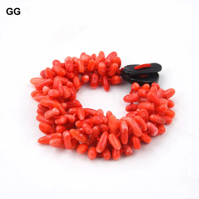 Natural Orange Coral 8 Strand Bracelet for Women