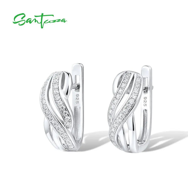 Sterling Silver White CZ Stud Earrings for Women