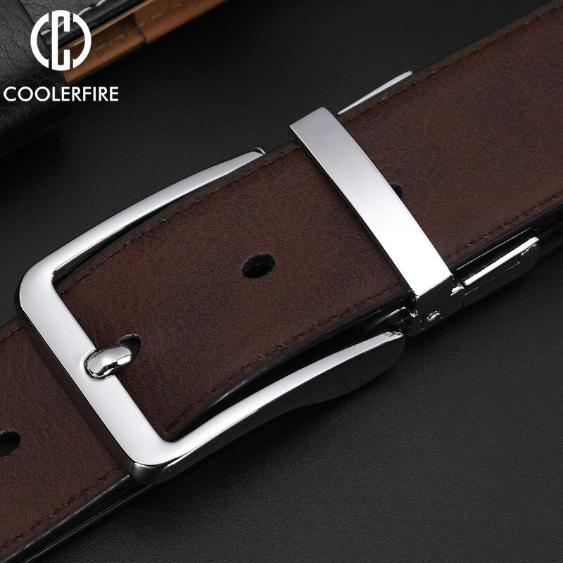 Genuine Leather Rotatable Buckle Belt for Men