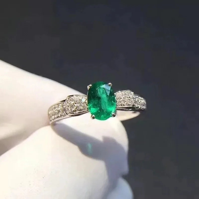 925 Sterling Silver Emerald Ring for Women