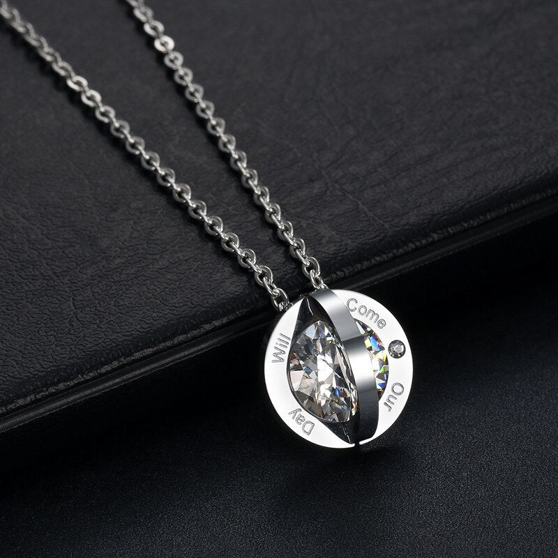 Stainless Steel Crystal Zircon Pendant Necklaces for Couples