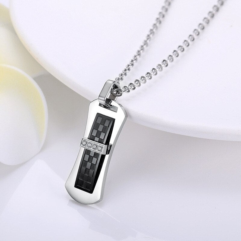 Titanium Stainless Steel Zircon Pendant Necklaces for Men