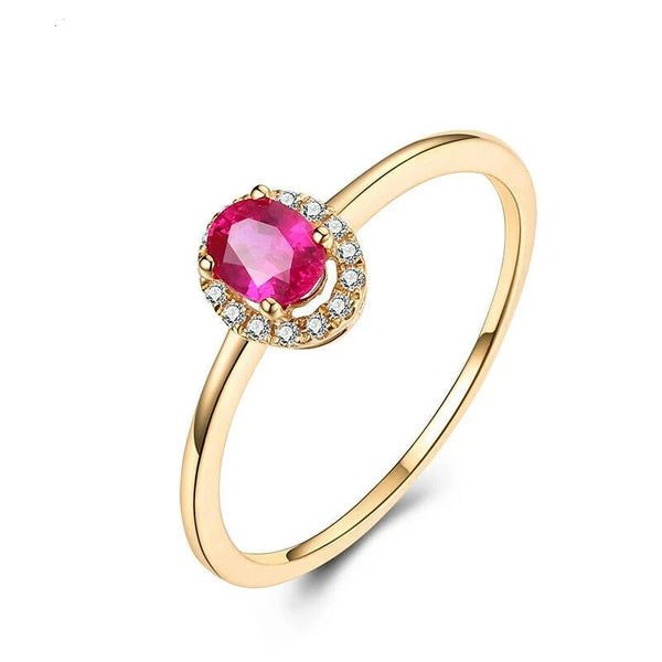 14K Yellow Gold 0.4ctw Ruby & Diamond Wedding Ring for Women