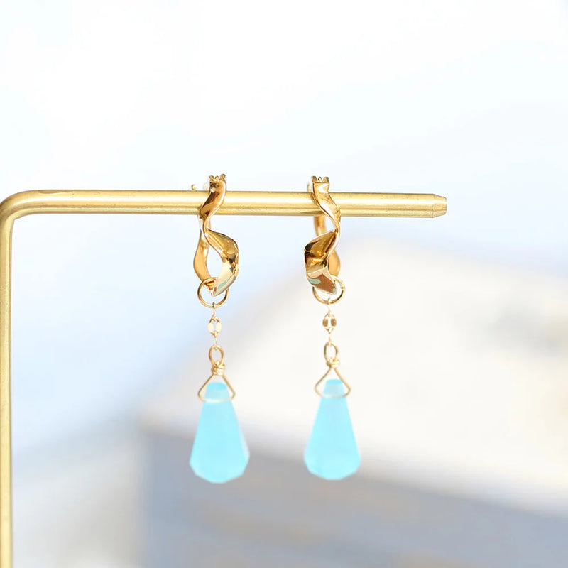 Sterling Silver & 10K Gold Plated Chalcedony Drop Earrings for Women