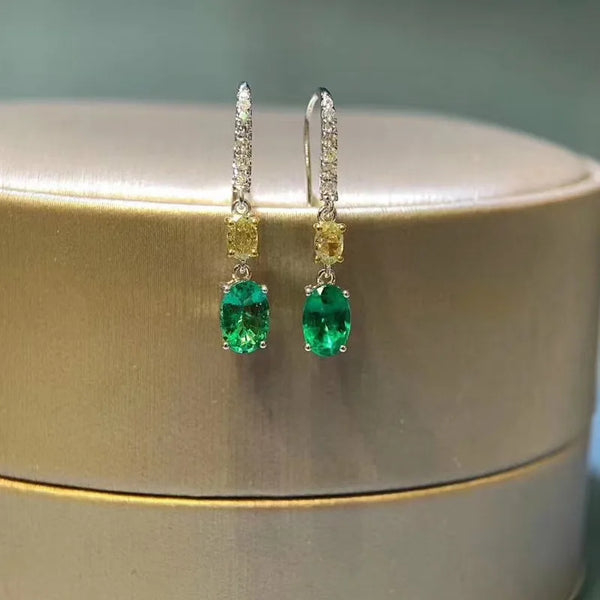 925 Silver Emerald Gemstone Earrings for Women